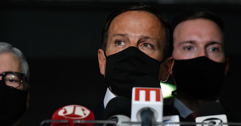 Governador do Estado de São Paulo, João Doria durante entrevista coletiva fala sobre o combate à covid-19, doença causada pelo novo coronavírus