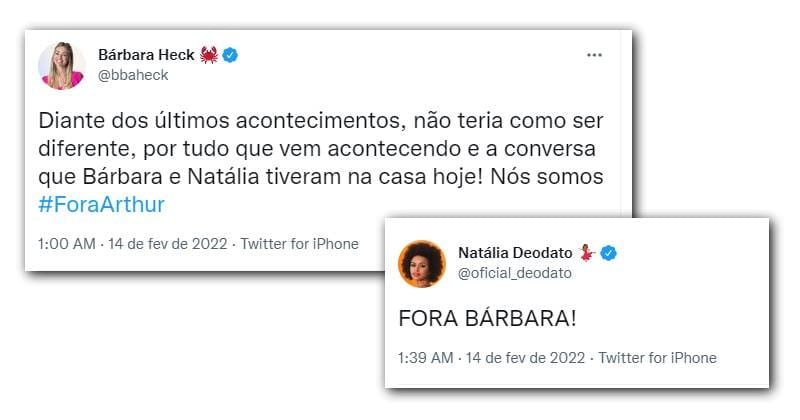 Básbara e Natália do BBB 22 discordam da indicação de voto para sair
