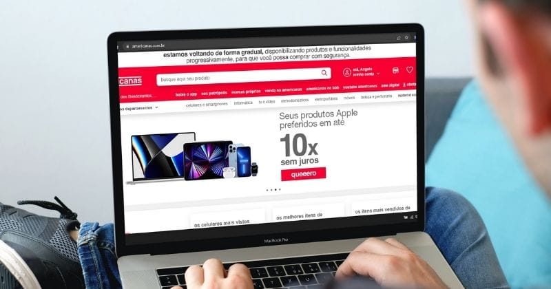 Site da Americanas voltando ao ar