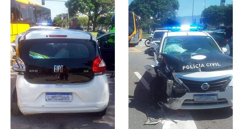 carro colide com viatura da Polícia Civil