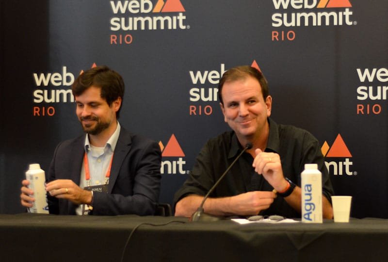 O prefeito da cidade do Rio de Janeiro, Eduardo Paes, ao lado do Secretário de Desenvolvimento Econômico do Rio de Janeiro, Chicão Bulhões, participou de coletiva de imprensa realizada na tarde de hoje (04/05), na Web Summit Rio 2023