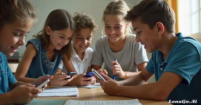 Alunos usando celular - Ilustrativa