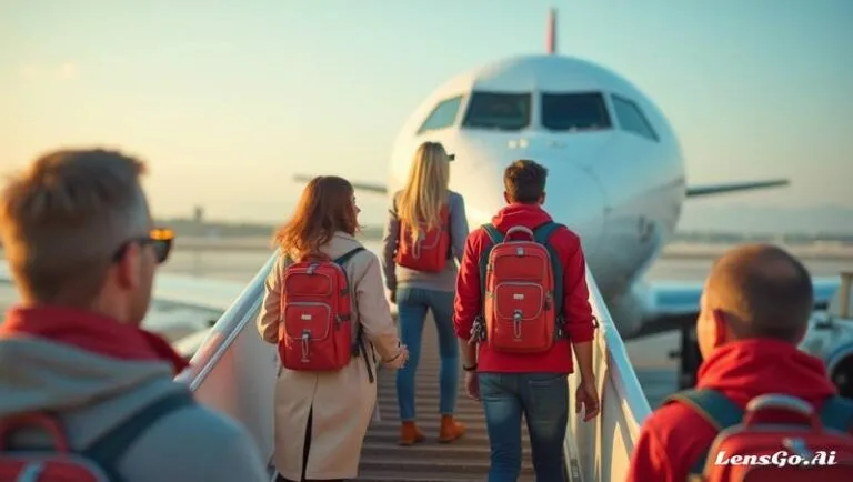 Passageiros aguardando para embarcar em avião