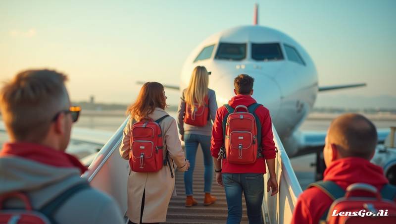 pessoas embarcando para viagem de avião