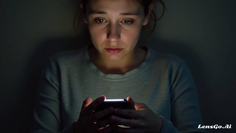 mulher preocupada triste olhando para a tela do celular com medo